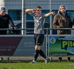 Lewis Reed celebrates his second goal of the afternoon